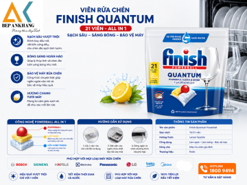 Viên rửa chén bát Finish Quantum 21 Viên hương Chanh